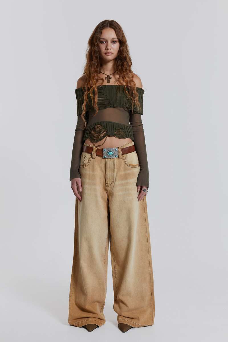 Jaded London Sand Colossus Baggy Jeans Beige