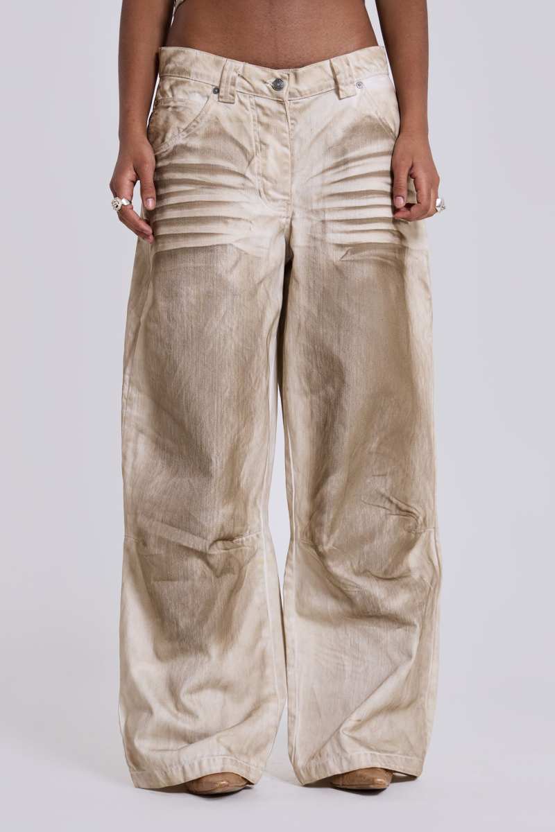 jaded london Sand Oil Wash Colossus Jeans Beige