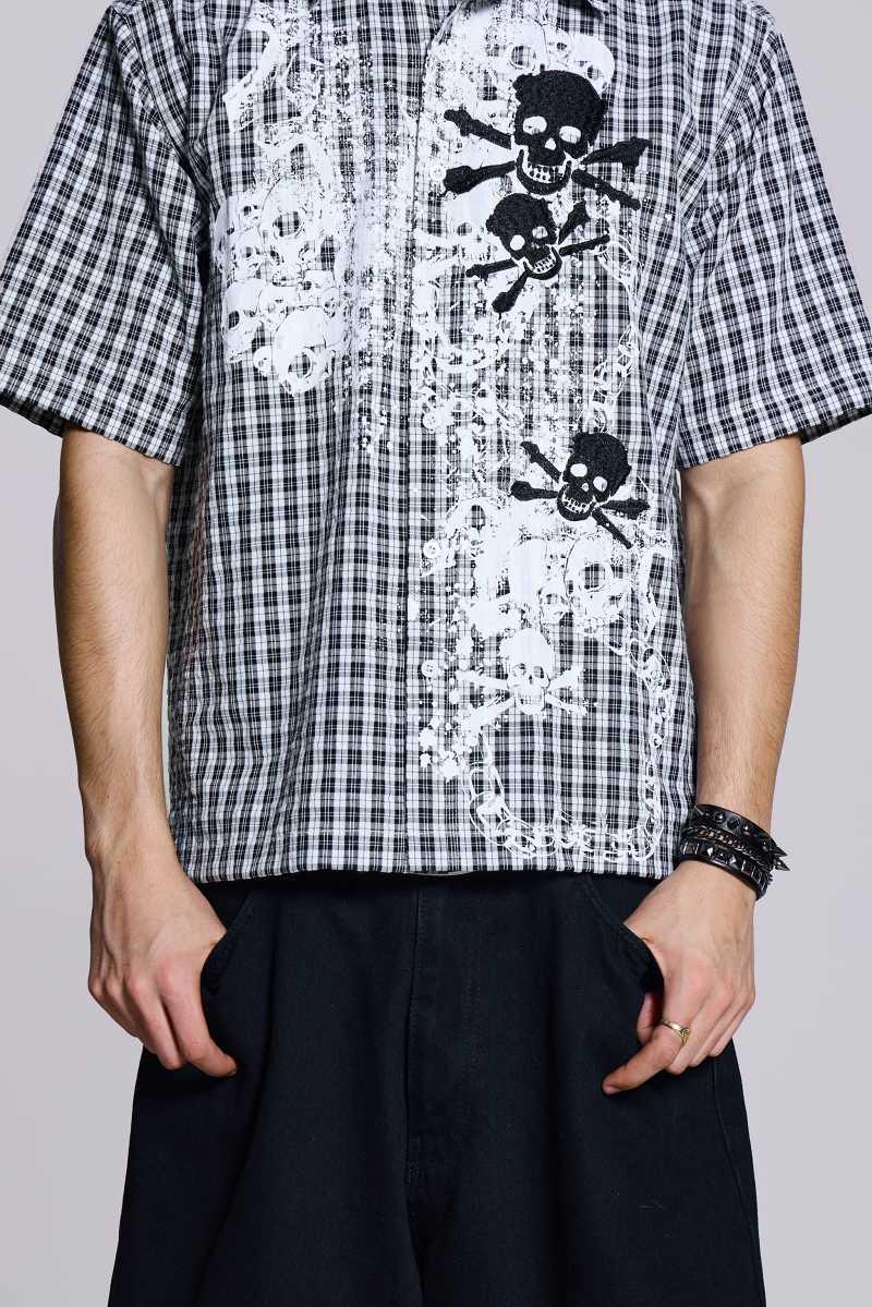 Jaded London Scattered Skull Shirt Black/White