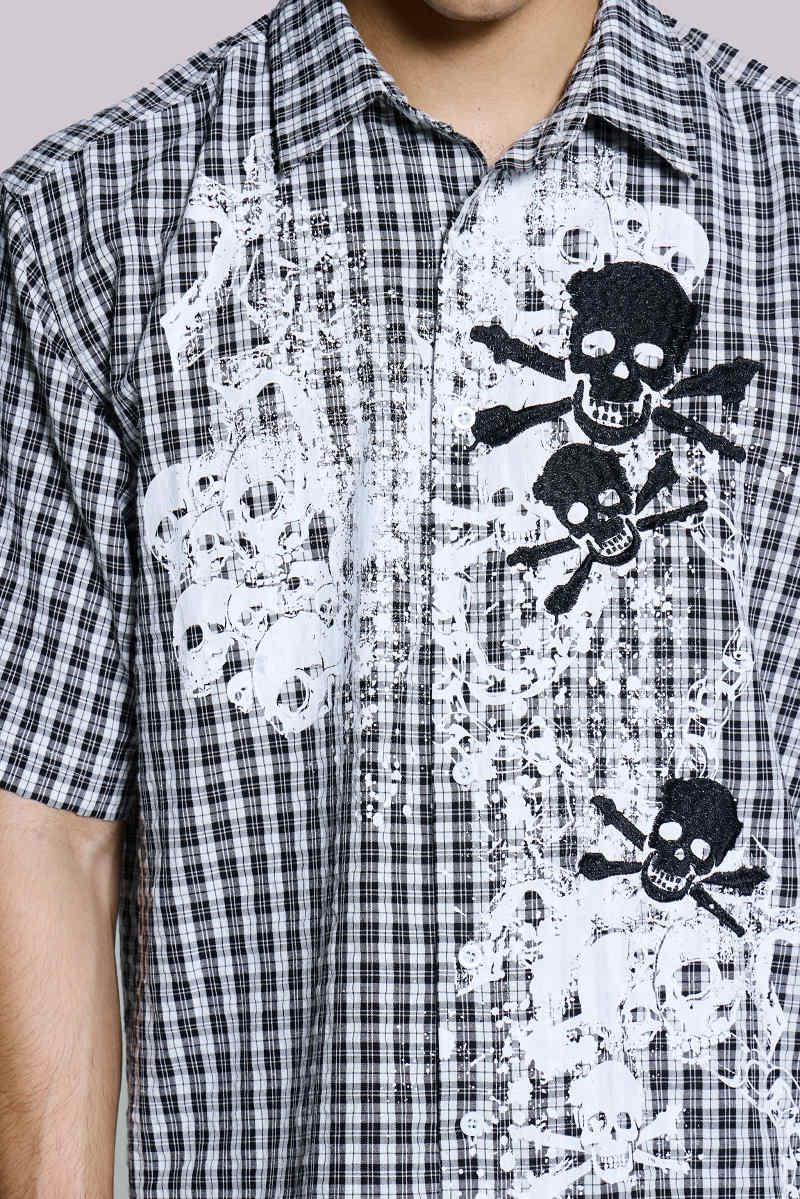 Jaded London Scattered Skull Shirt Black/White