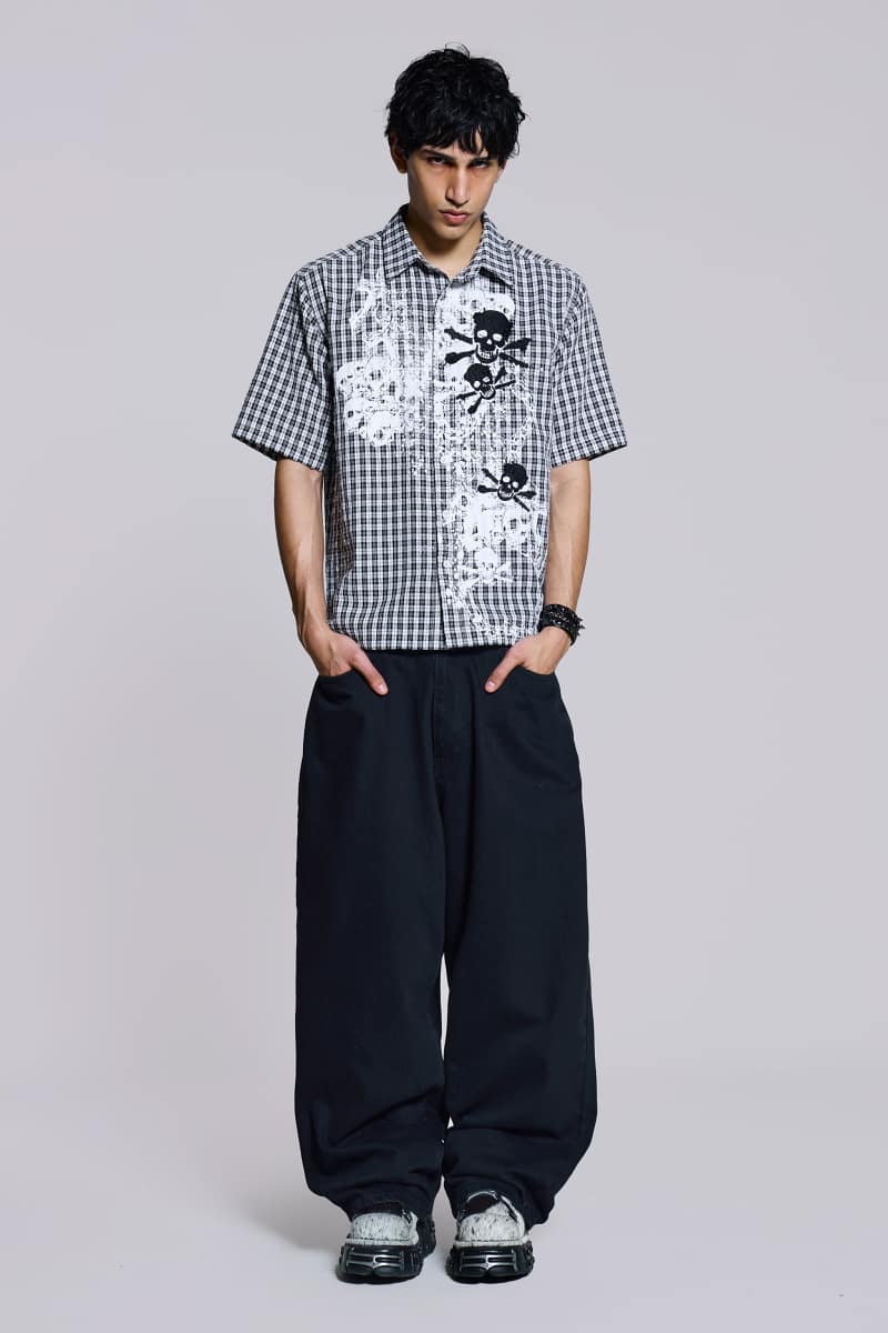 jaded london Scattered Skull Shirt Black/White