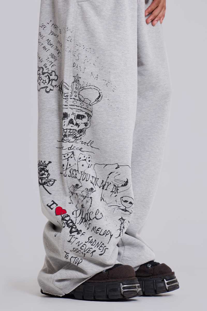 Jaded London Scribble Monster Joggers Grey