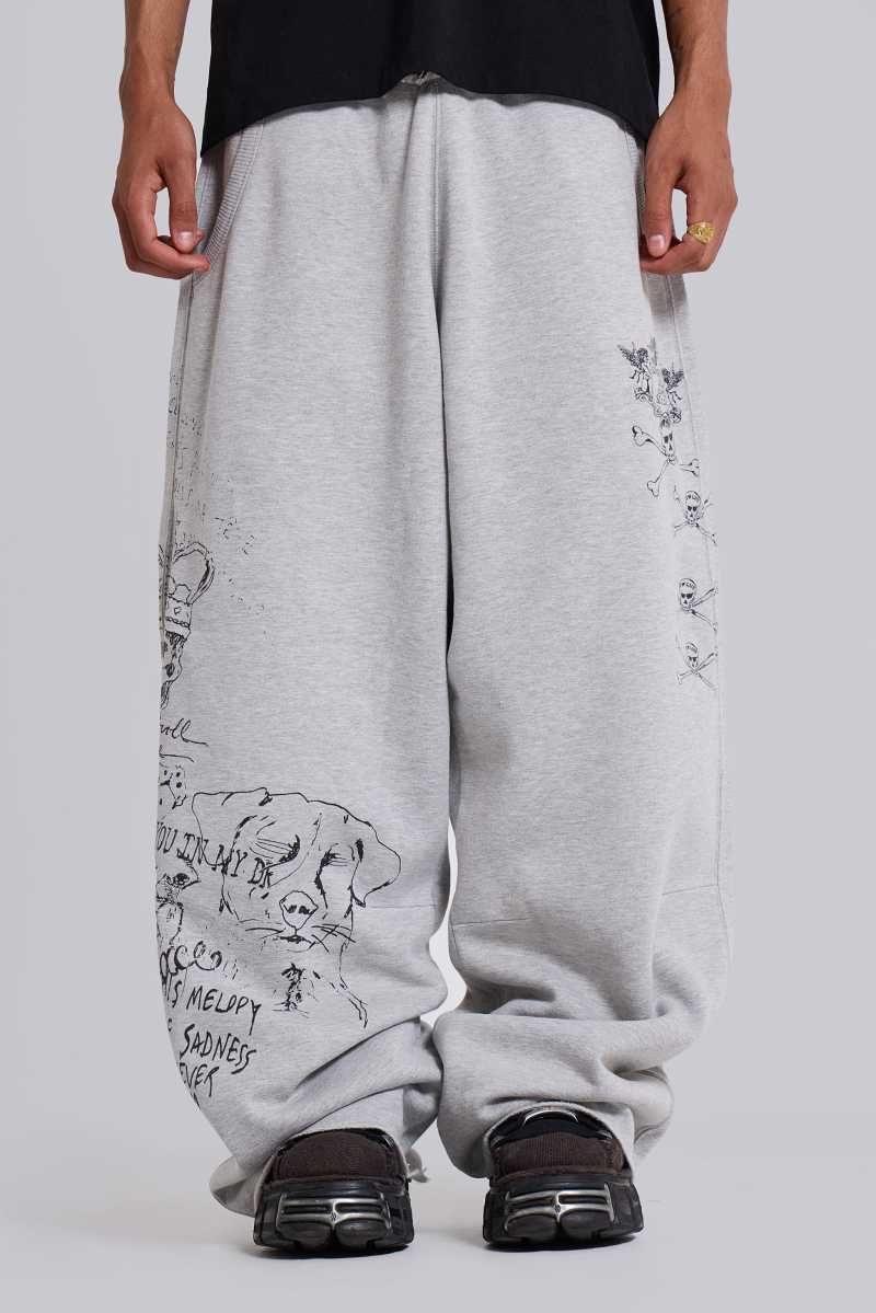 Jaded London Scribble Monster Joggers Grey