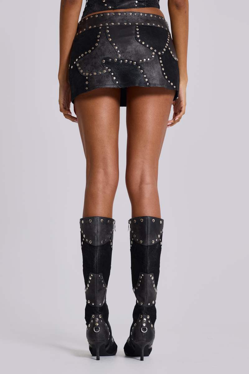 Jaded London Shadow Studded Mini Skirt Black