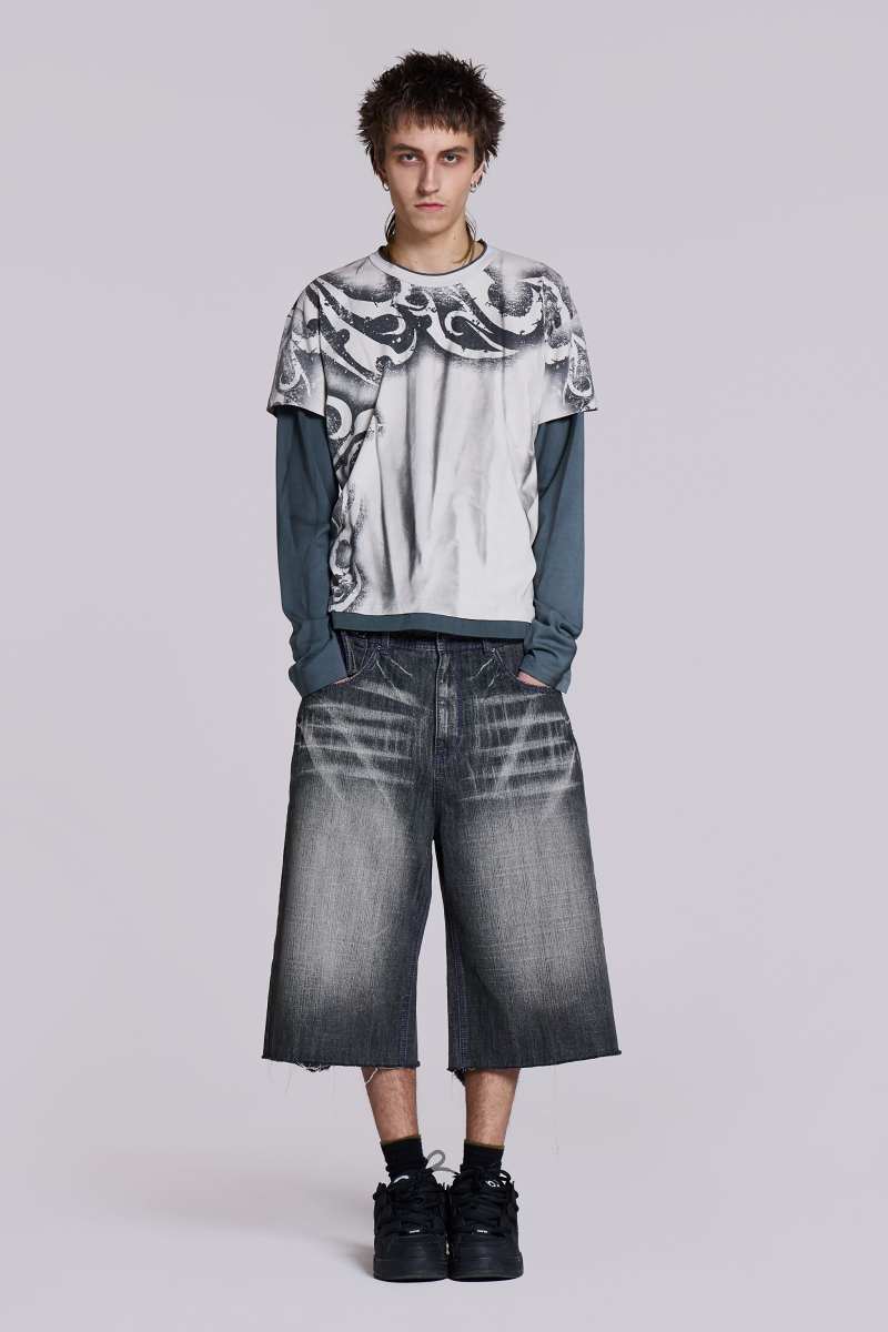 Jaded London Shard XL Colossus Jorts Grey