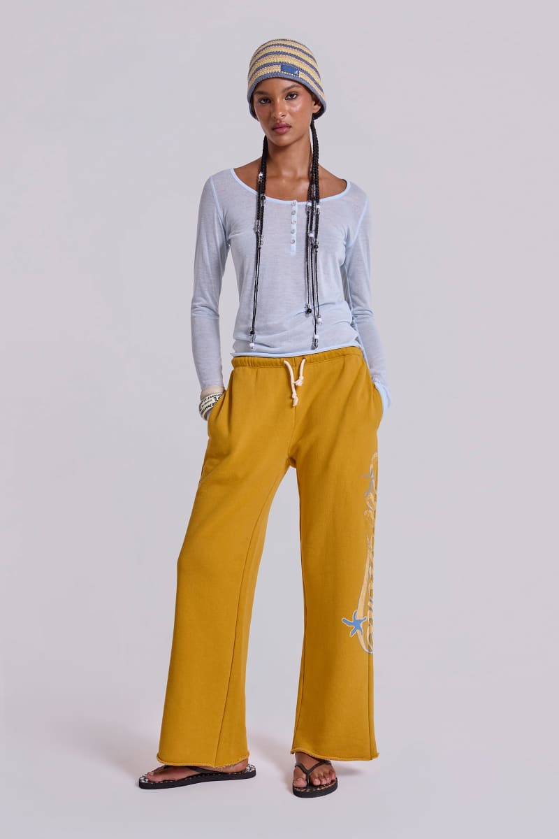 Jaded London Sheer Henley Top In Sky Blue