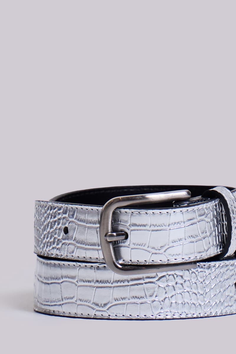 Jaded London Silver Gator Belt Silver