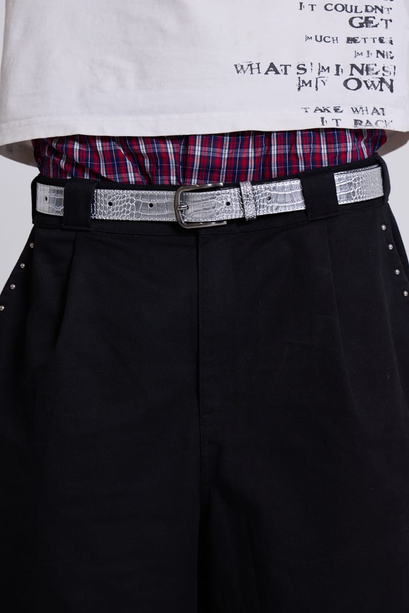 jaded london Silver Gator Belt Silver