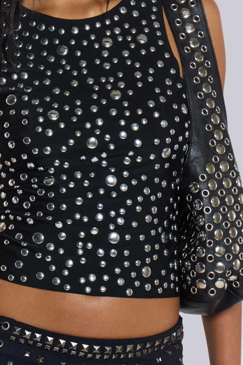 jaded london Silvra Studded Vest Black
