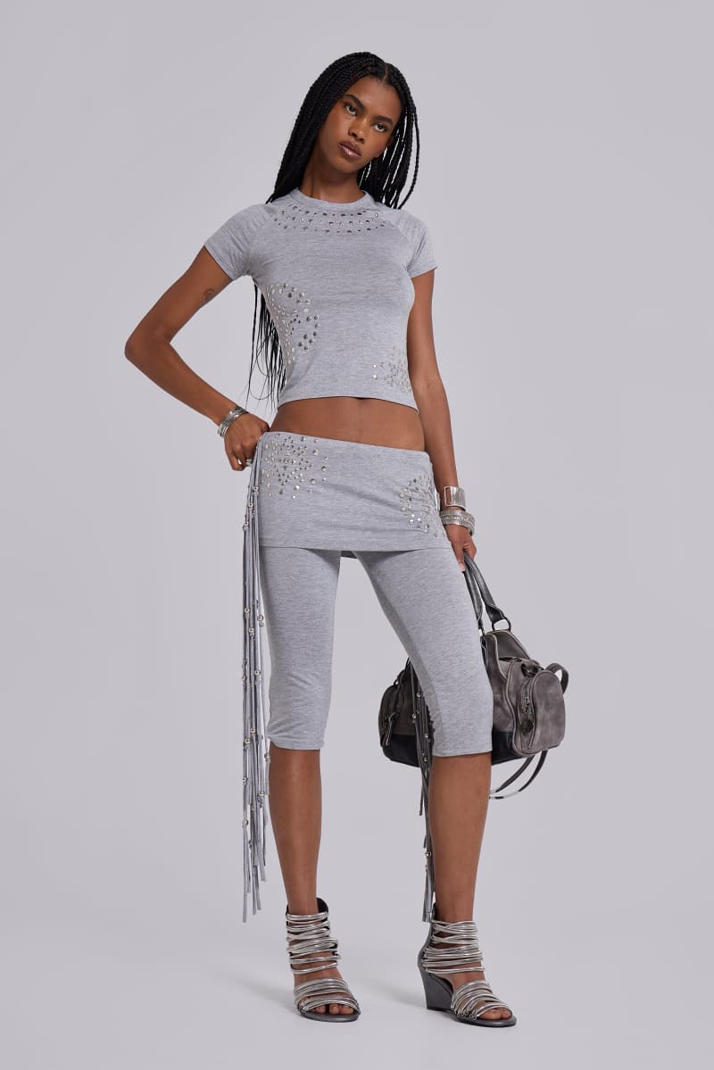 Jaded London Sita Studded Top Grey