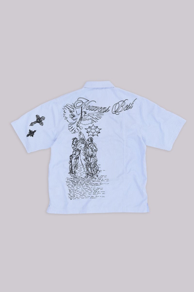 Jaded London Sketch Pinstripe Shirt Blue