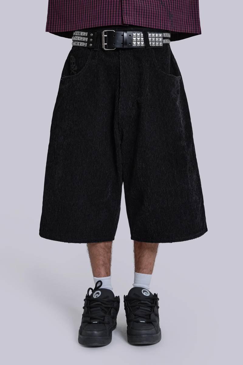 Jaded London Skull Cord XL Jorts Black