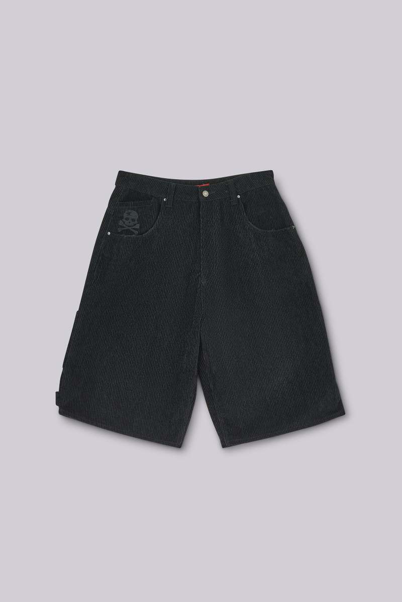 Jaded London Skull Cord XL Jorts Black