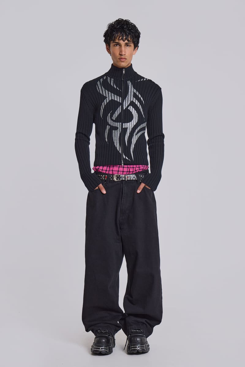 Jaded London Solid Black XL Colossus Jeans Black