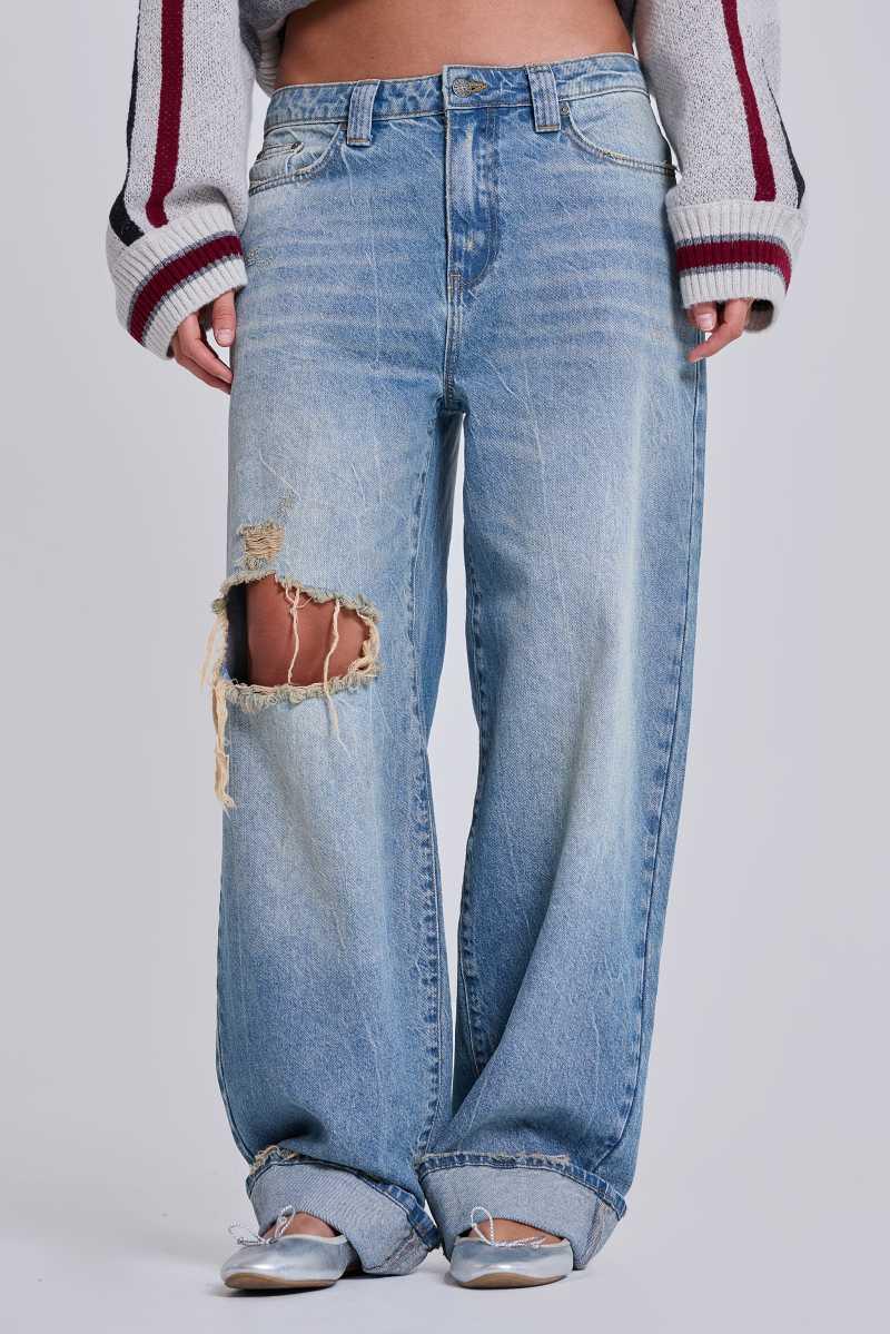 jaded london Sonic Jeans in Light Wash Blue