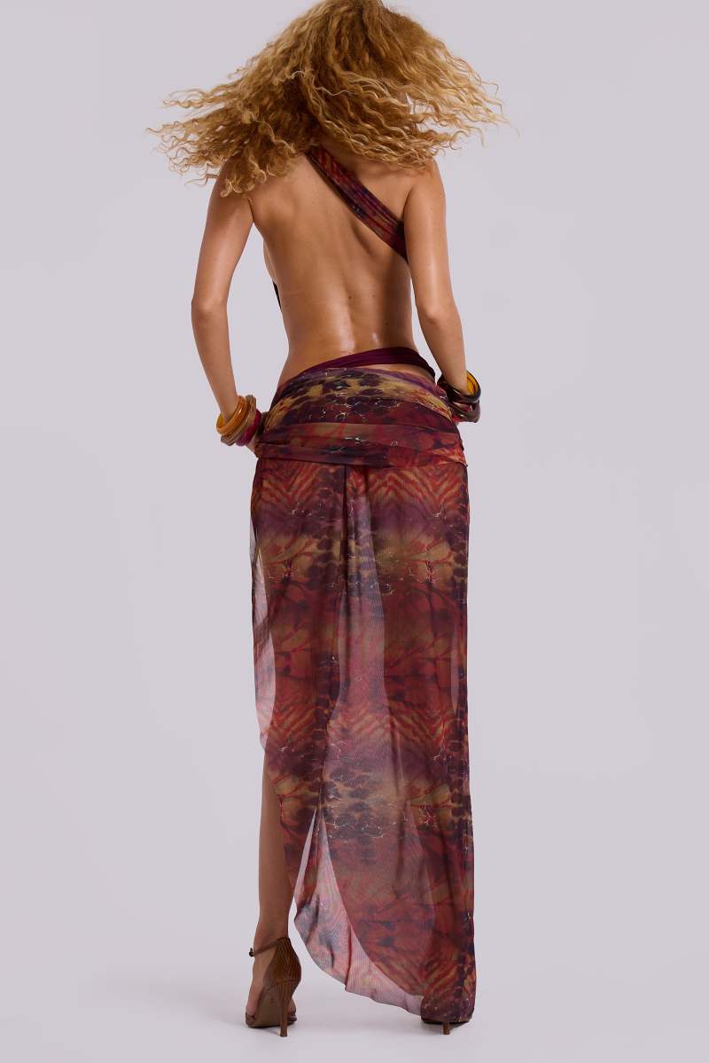 Jaded London Sonora Asymmetric Maxi Dress Brown