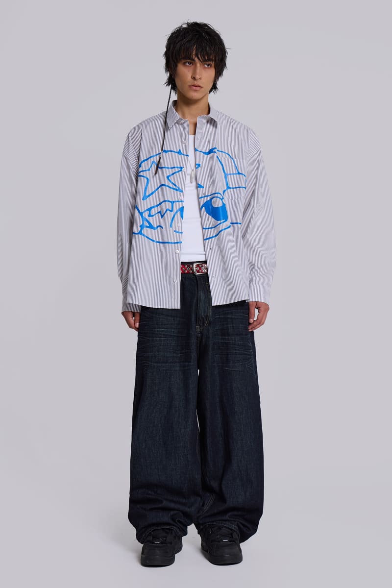 Jaded London Stereo Long Sleeve Shirt Blue