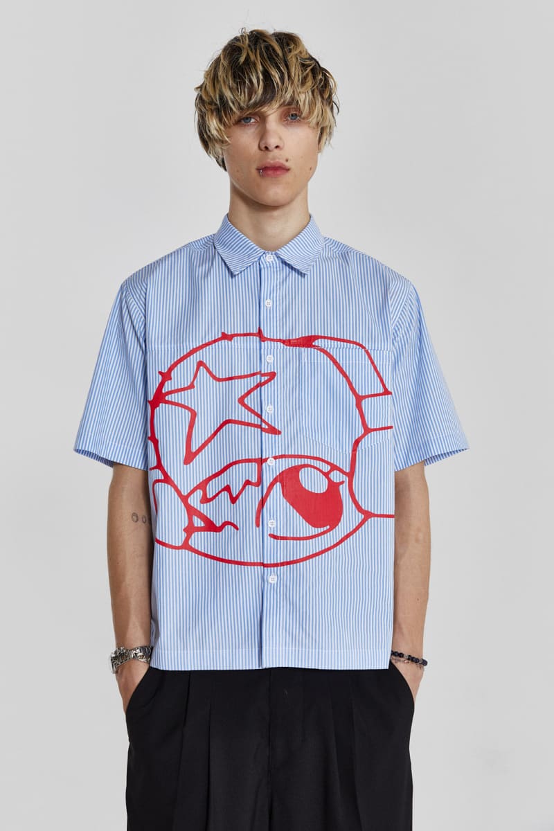 Jaded London Stereo Stripe Shirt Blue