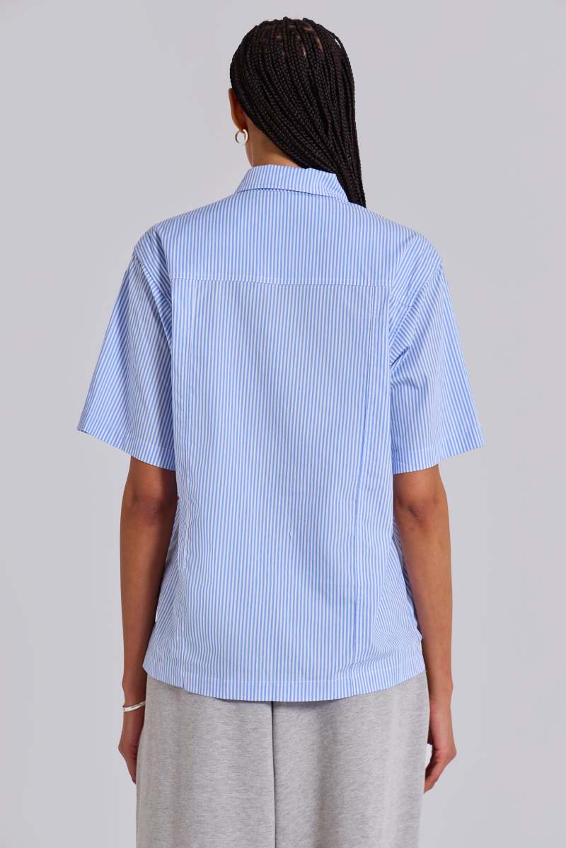 Jaded London Stereo Stripe Shirt Blue