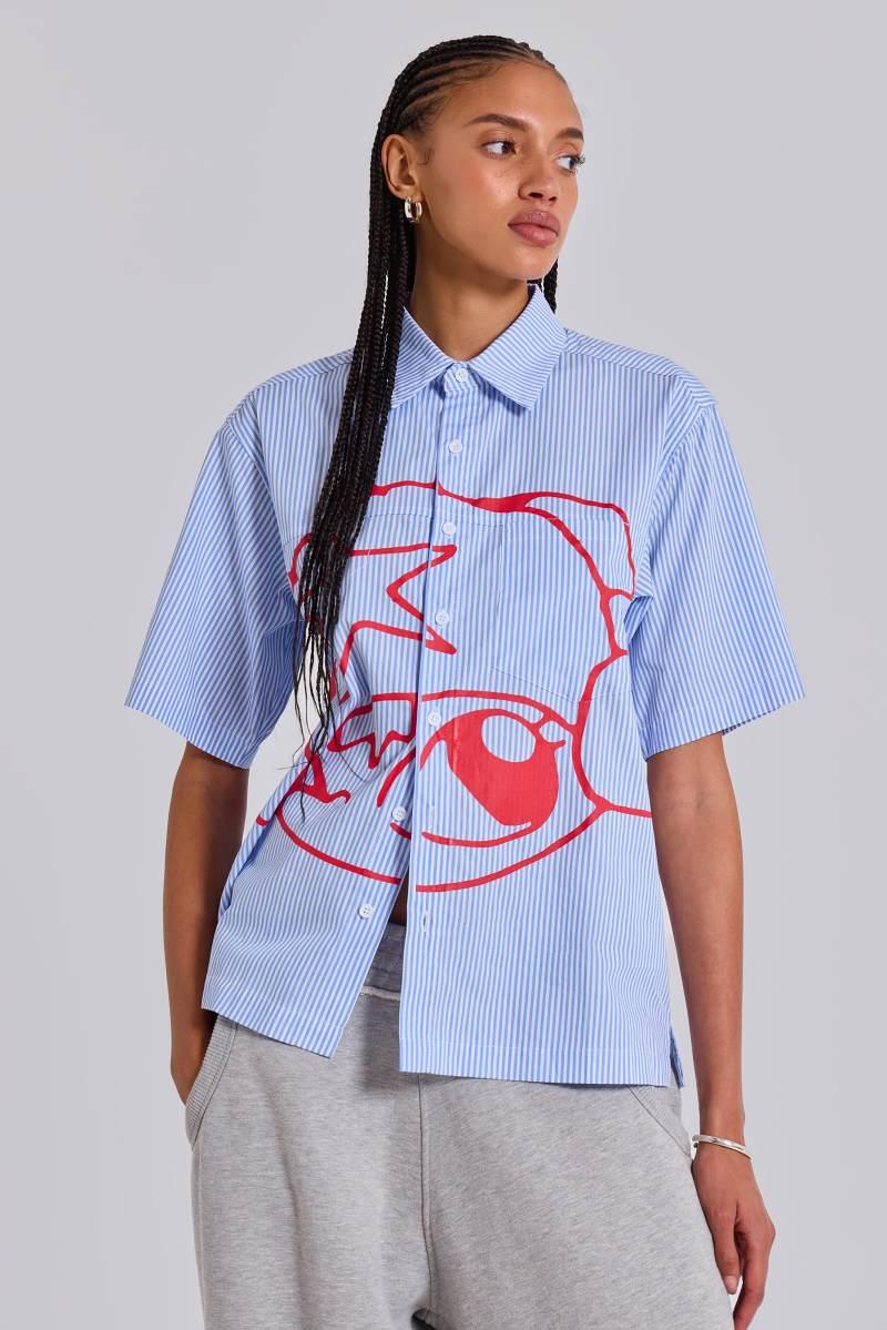 Jaded London Stereo Stripe Shirt Blue