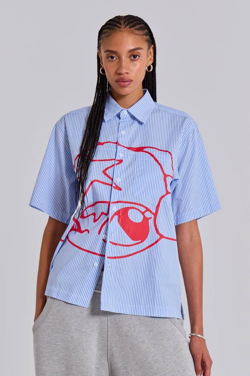 jaded london Stereo Stripe Shirt Blue