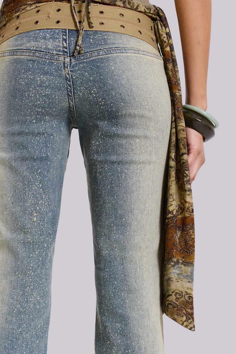 Jaded London Strap Up Stonewash Jeans Blue