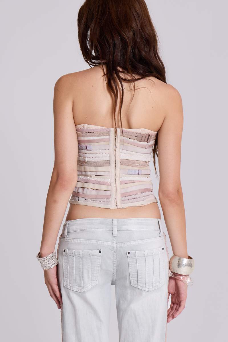 Jaded London Strapped Up Corset Top Cream