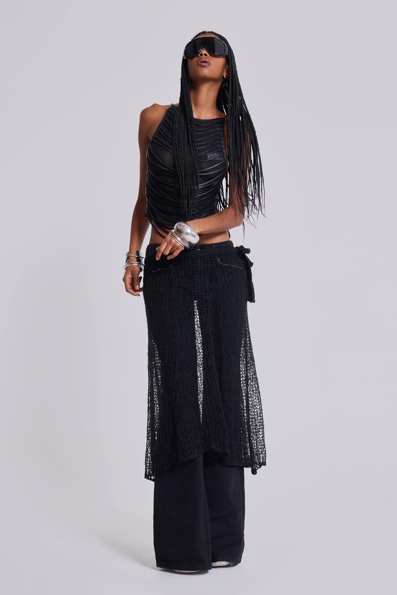 Jaded London Strings Attached Backless Top Black