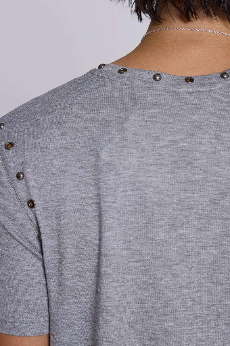 Jaded London Studded Grey Mist T Shirt Grey
