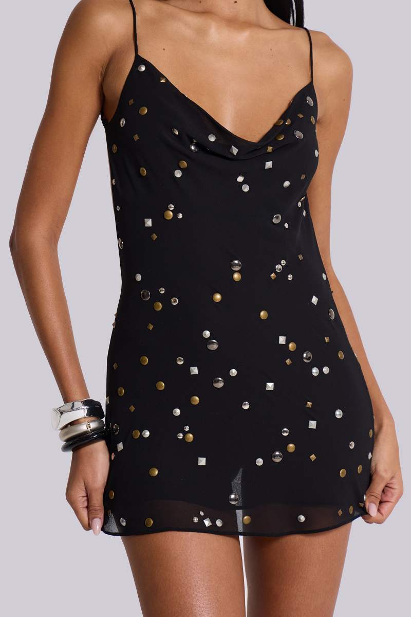Jaded London Studded Mirage Mini Dress Black