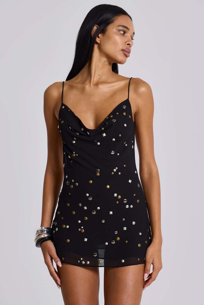 jaded london Studded Mirage Mini Dress Black