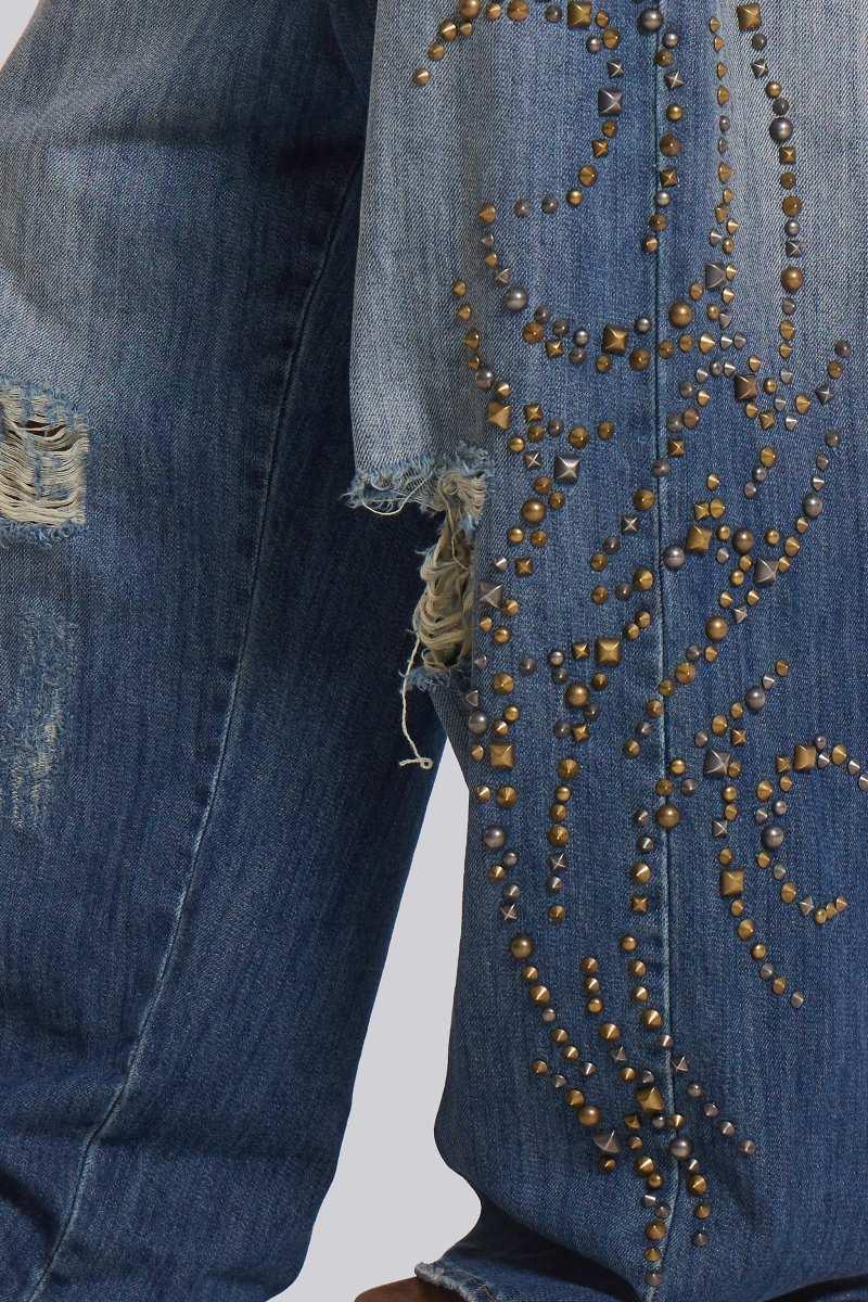 Jaded London Tattoo Stud XL Colossus Jeans Blue