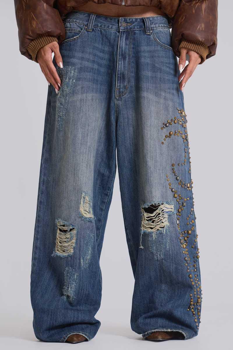 jaded london Tattoo Stud XL Colossus Jeans Blue