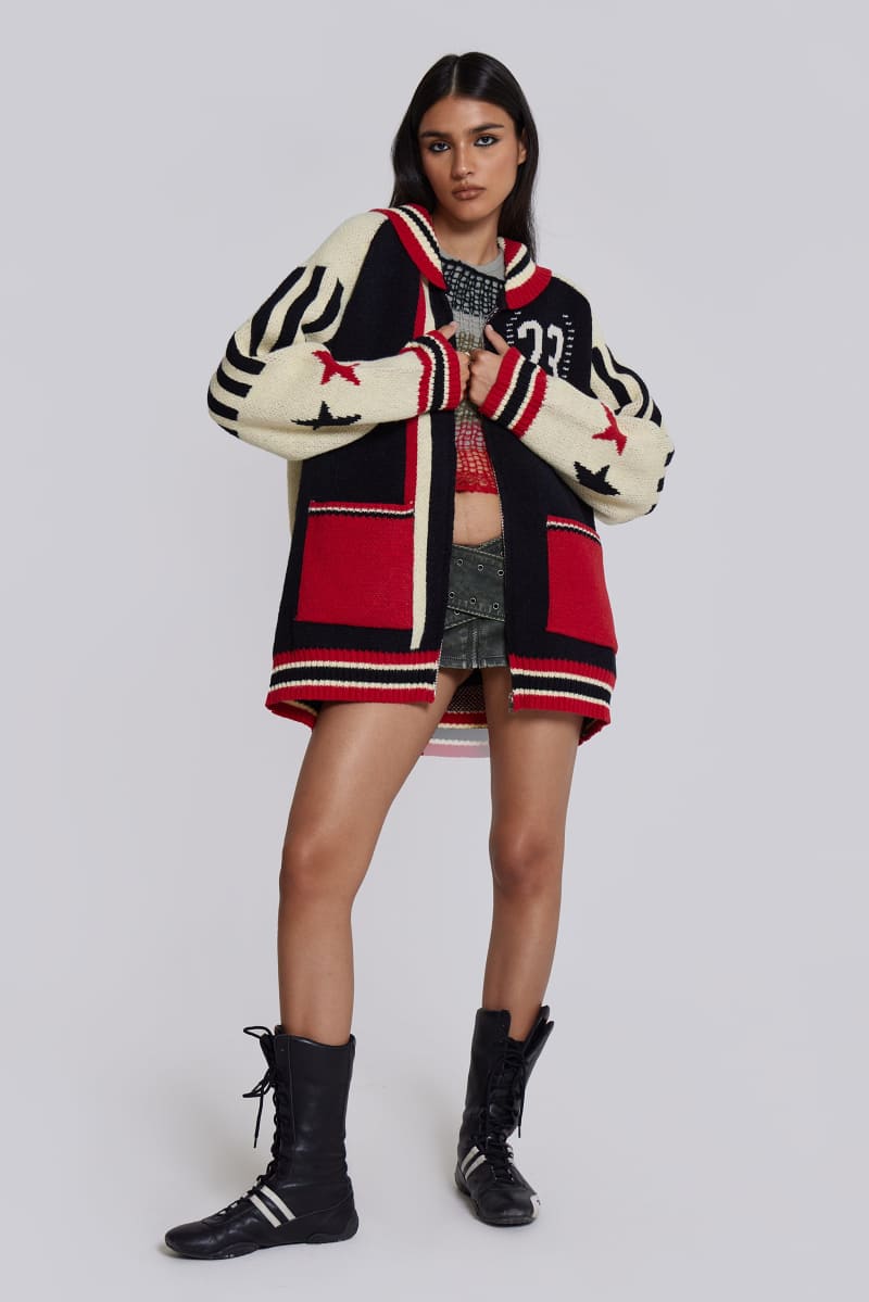 Jaded London Team 23 Knitted Zip Through Multi