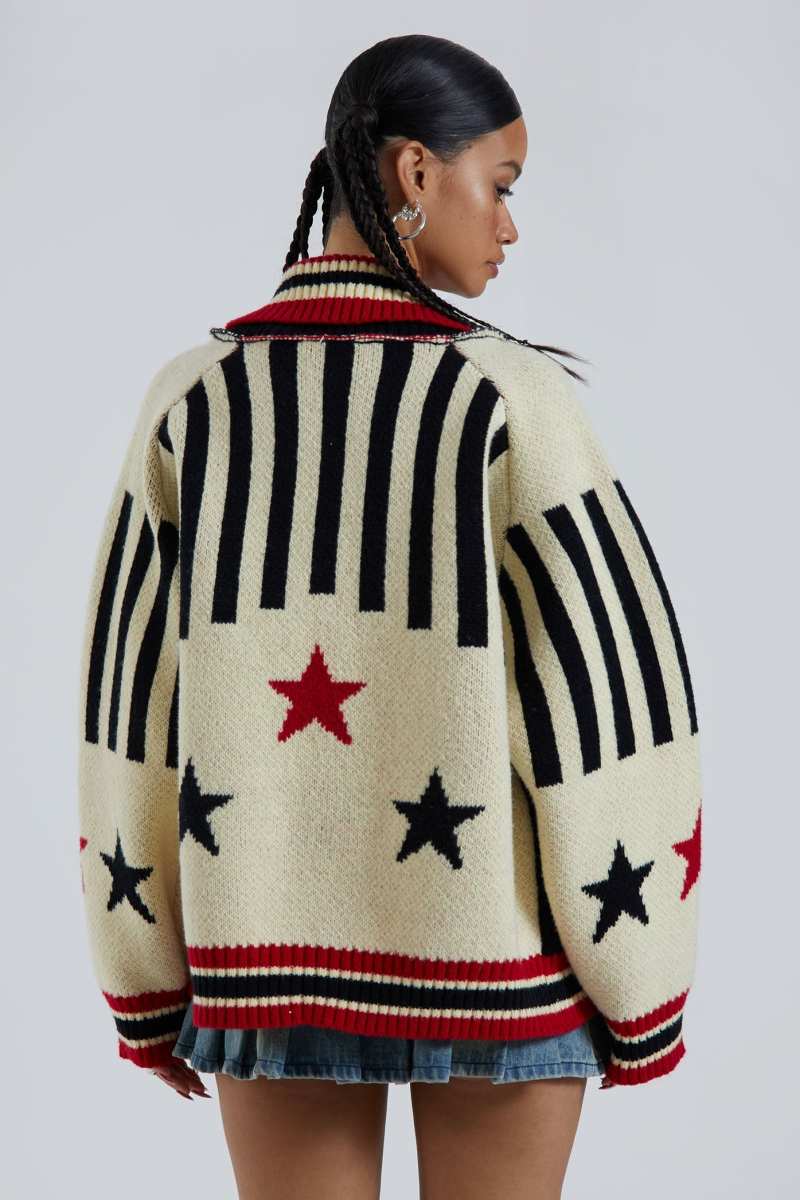 jaded london Team 23 Knitted Zip Through Multi