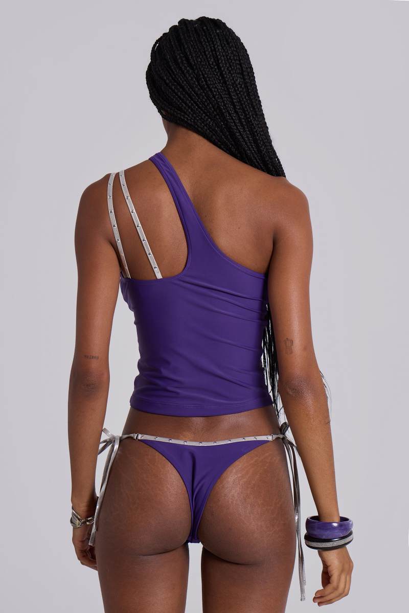 Jaded London Vessa Asymmetric Studded Top Purple
