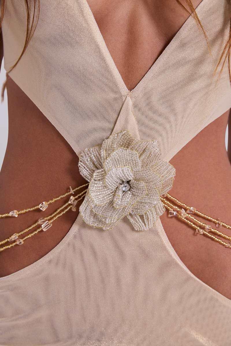 jaded london Vida Backless Maxi Dress in Gold Gold