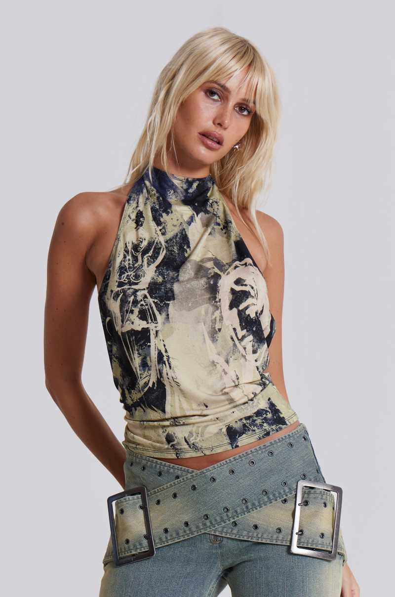 Jaded London Vision Backless Halter Top Black