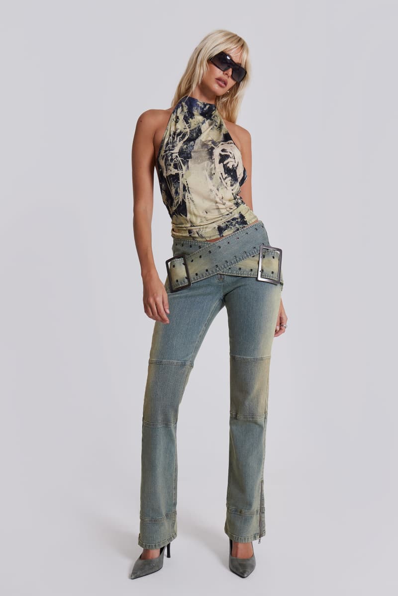 Jaded London Vision Backless Halter Top Black