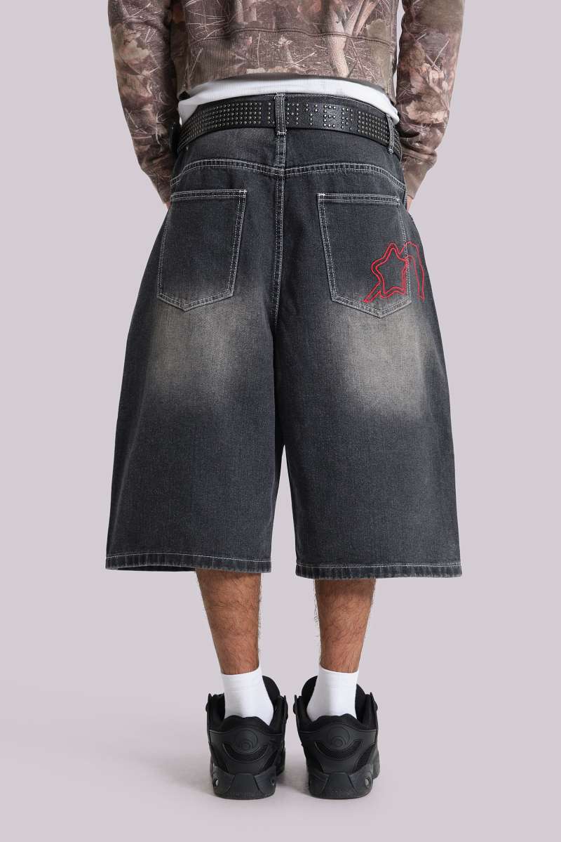 Jaded London Washed Black Jumbo Jorts Black
