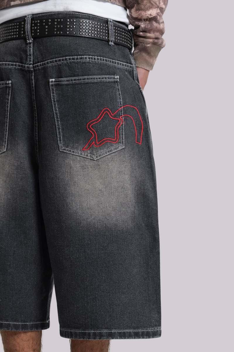 Jaded London Washed Black Jumbo Jorts Black