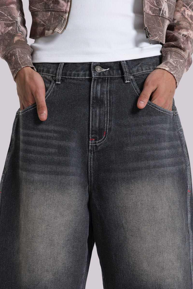 Jaded London Washed Black Jumbo Jorts Black