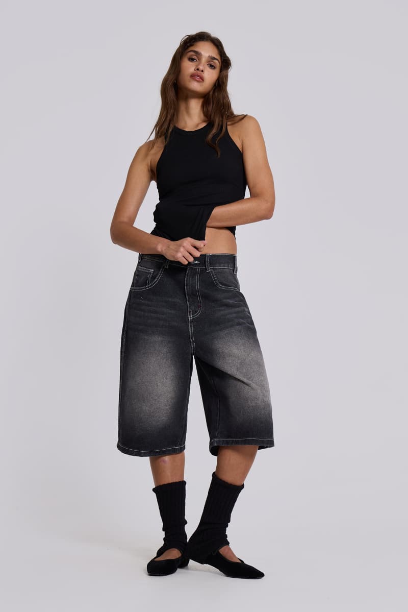 Jaded London Washed Black Jumbo Jorts Black