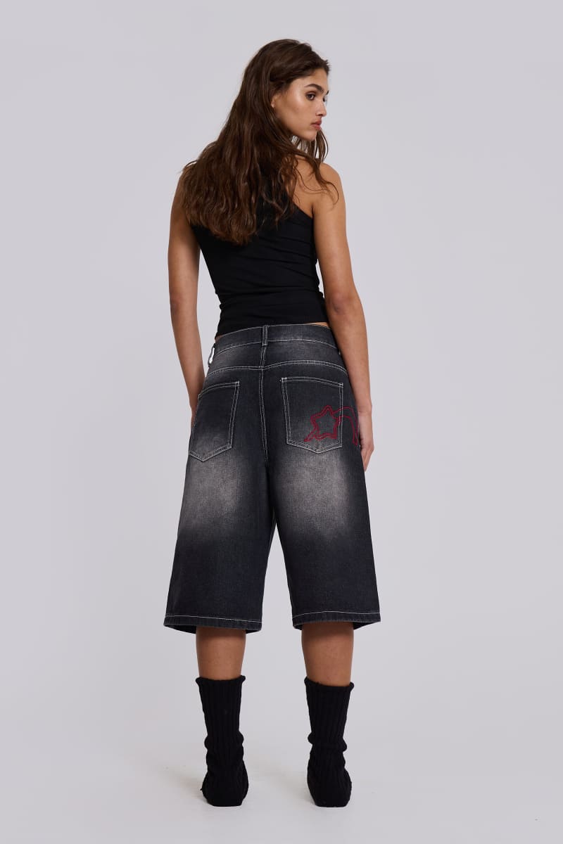 Jaded London Washed Black Jumbo Jorts Black