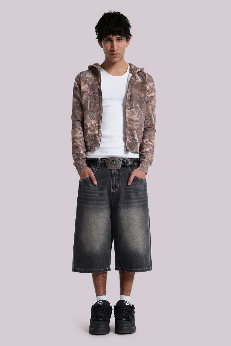 jaded london Washed Black Jumbo Jorts Black