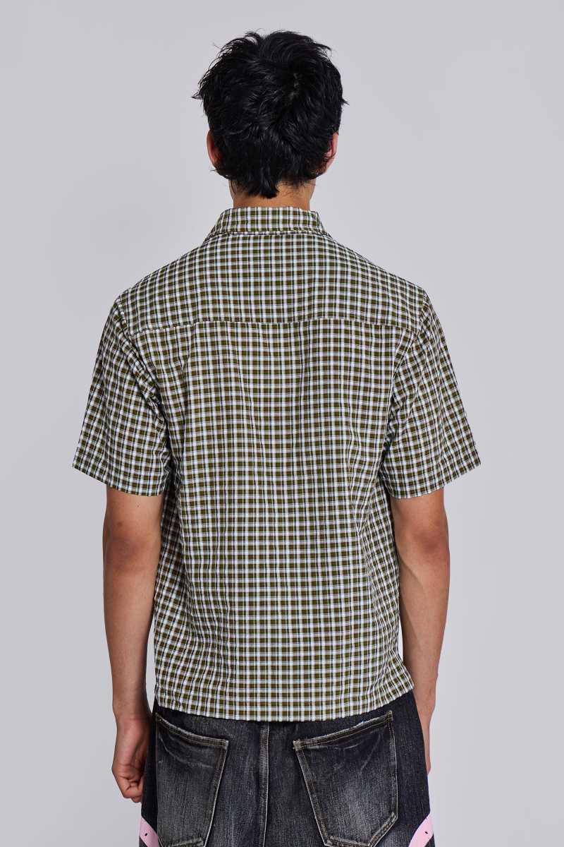 Jaded London Wasted Check Shirt Green
