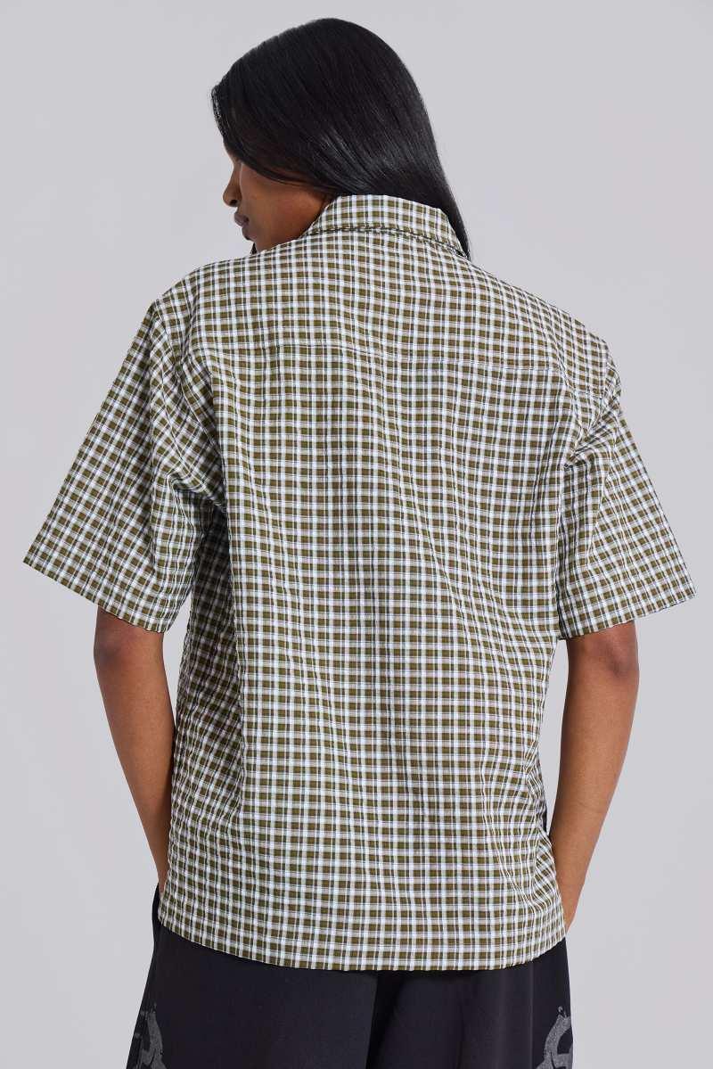 Jaded London Wasted Check Shirt Green