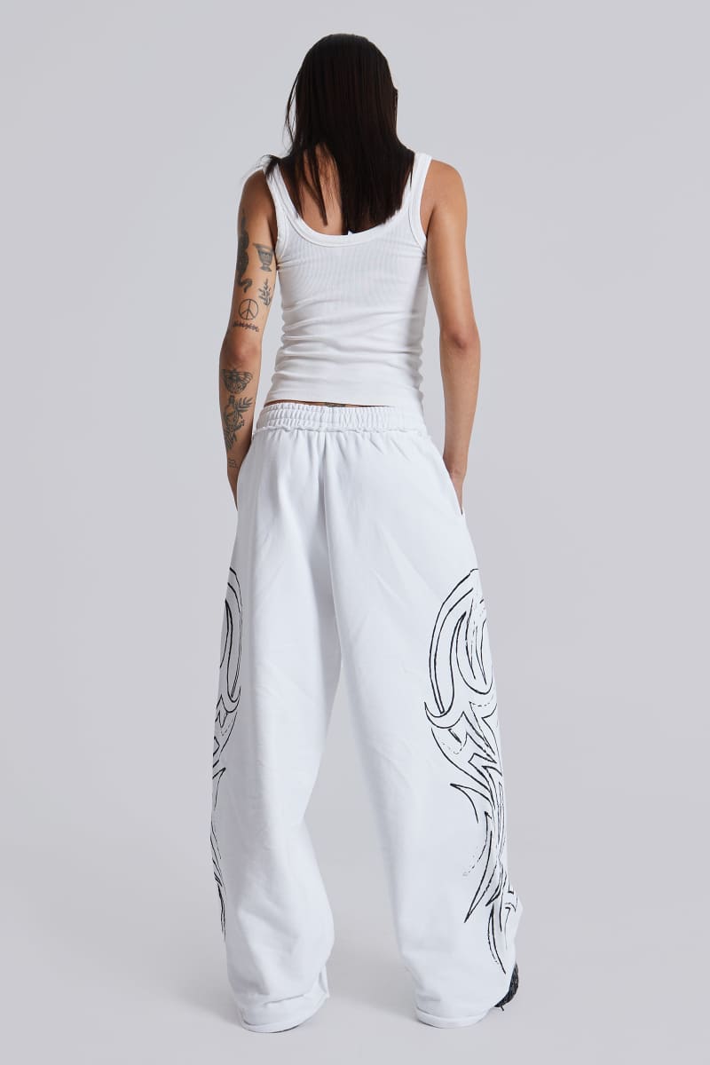Jaded London White Baggy Blade Joggers White