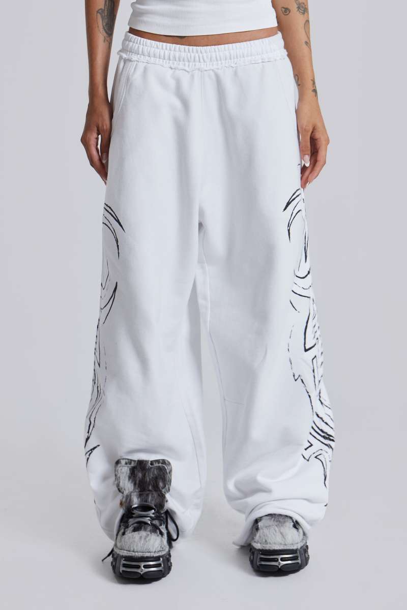 Jaded London White Baggy Blade Joggers White
