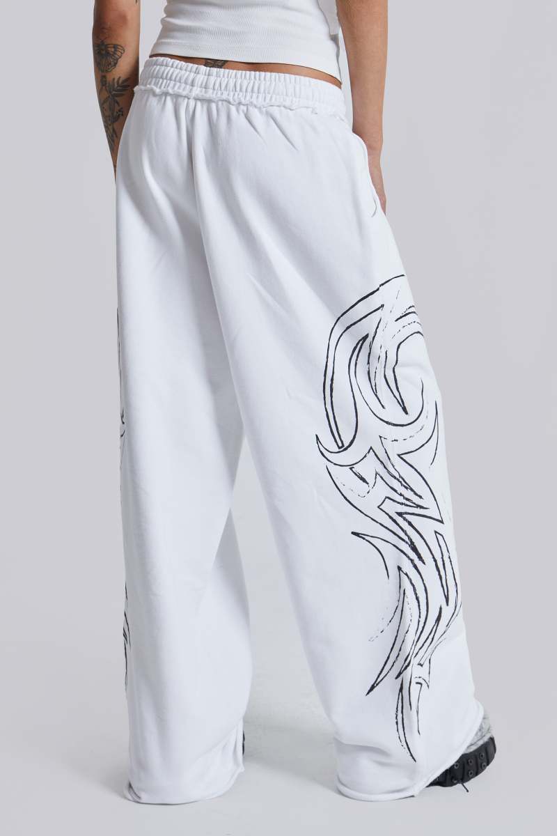 Jaded London White Baggy Blade Joggers White